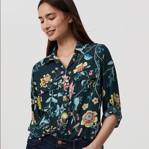 Loft Vine Utility Blouse Floral Button Down Shirt
